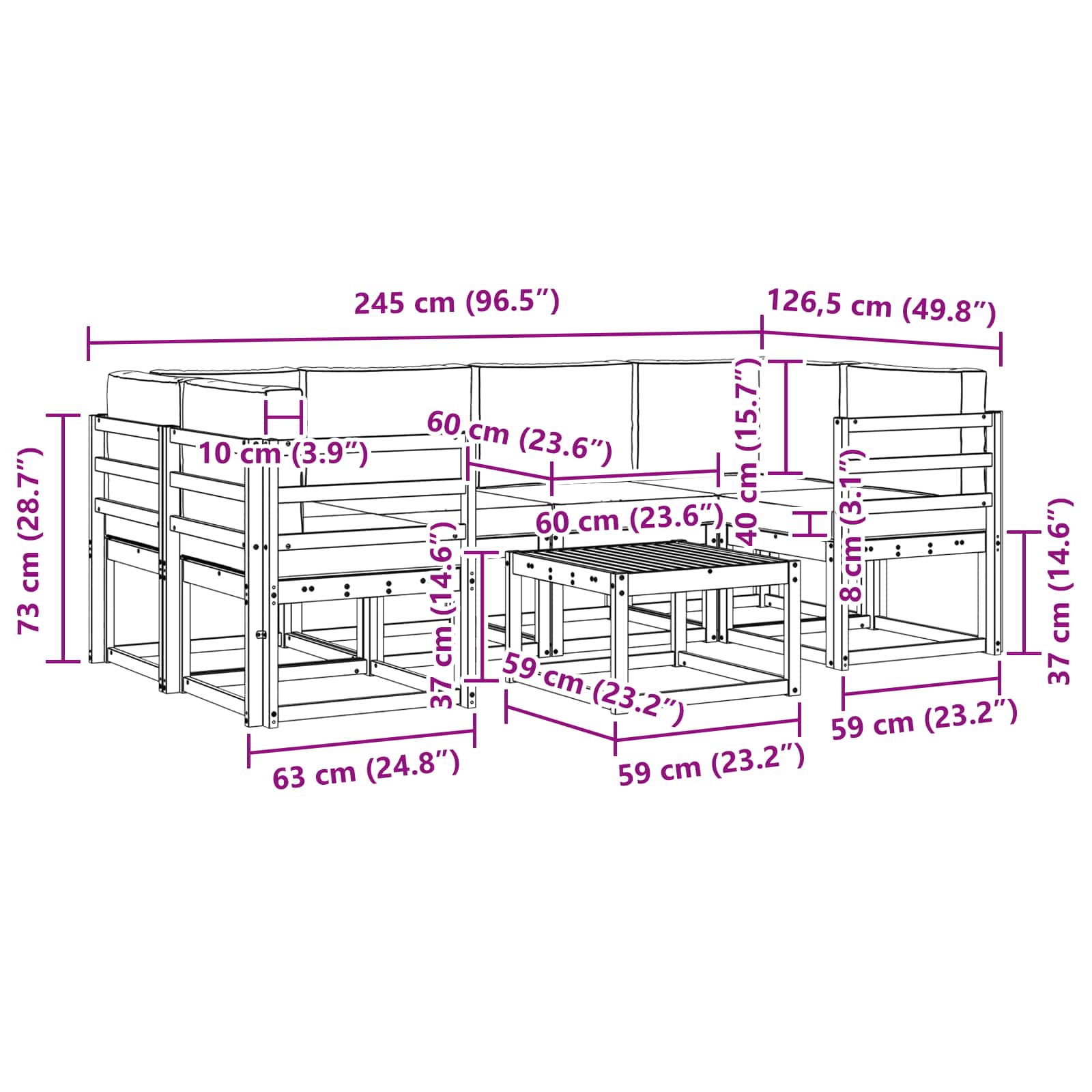 Outdoor Sofa Set with Cushion 7 pcs Natural and Anthracite