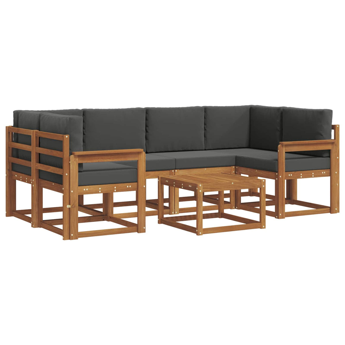 Outdoor Sofa Set with Cushion 7 pcs Natural and Anthracite