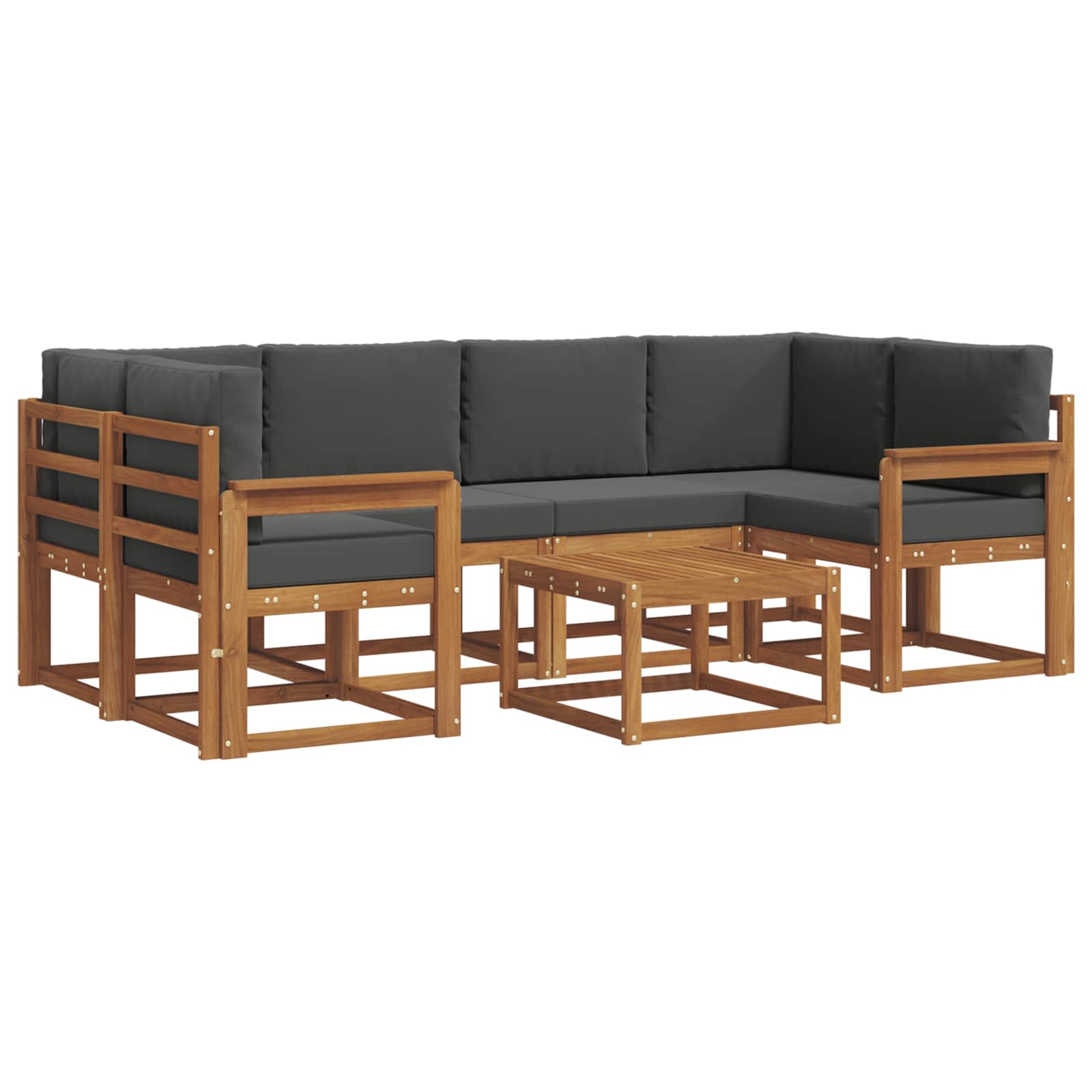 Outdoor Sofa Set with Cushion 7 pcs Natural and Anthracite