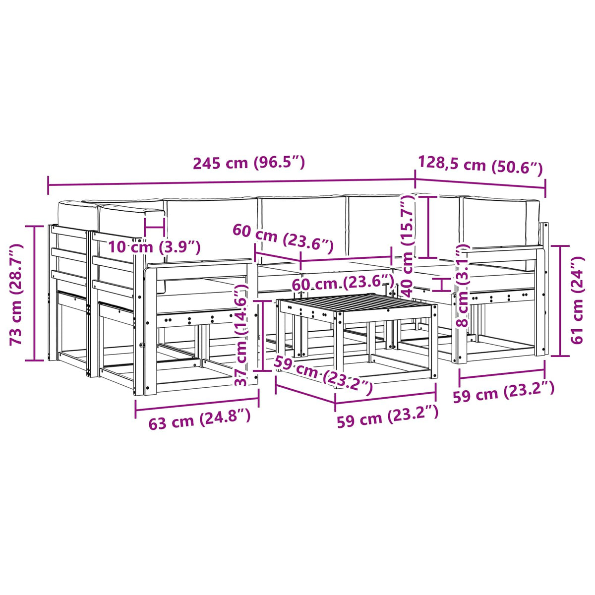 Outdoor Sofa Set with Cushion 7 pcs Natural and Anthracite