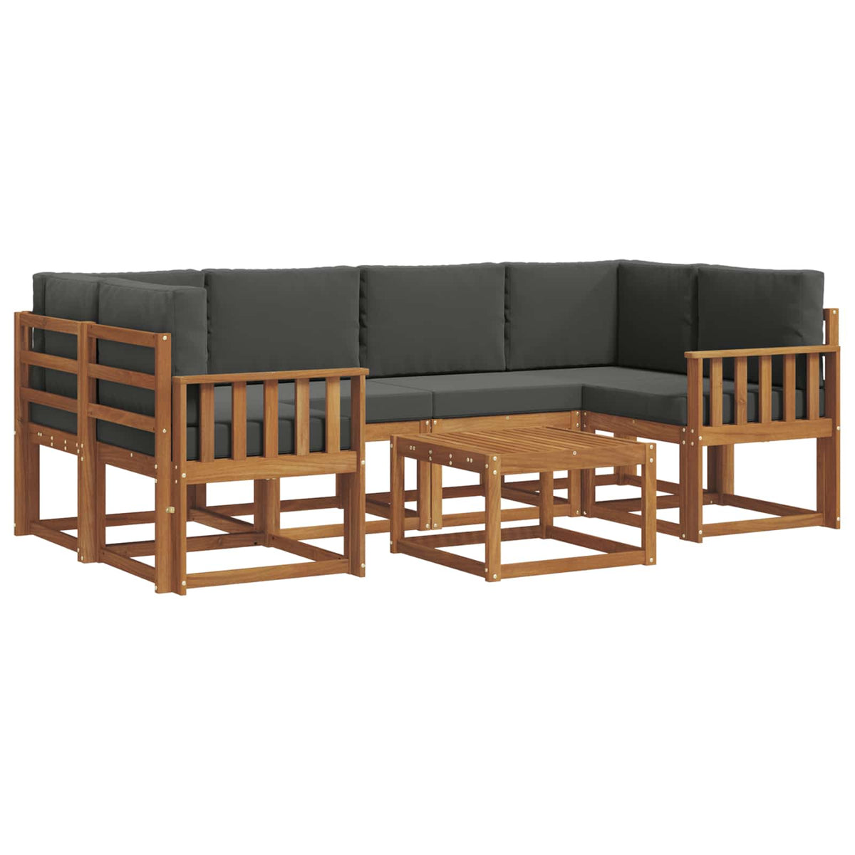Outdoor Sofa Set with Cushion 7 pcs Natural and Anthracite