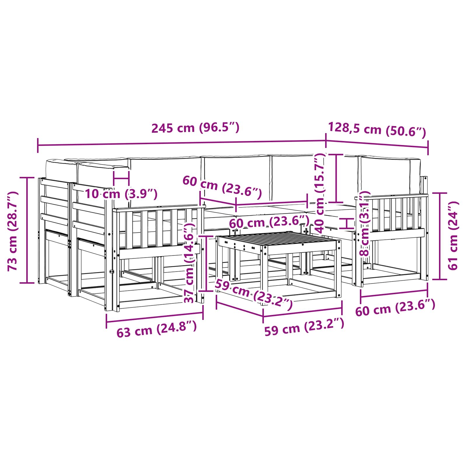 Outdoor Sofa Set with Cushion 7 pcs Natural and Anthracite