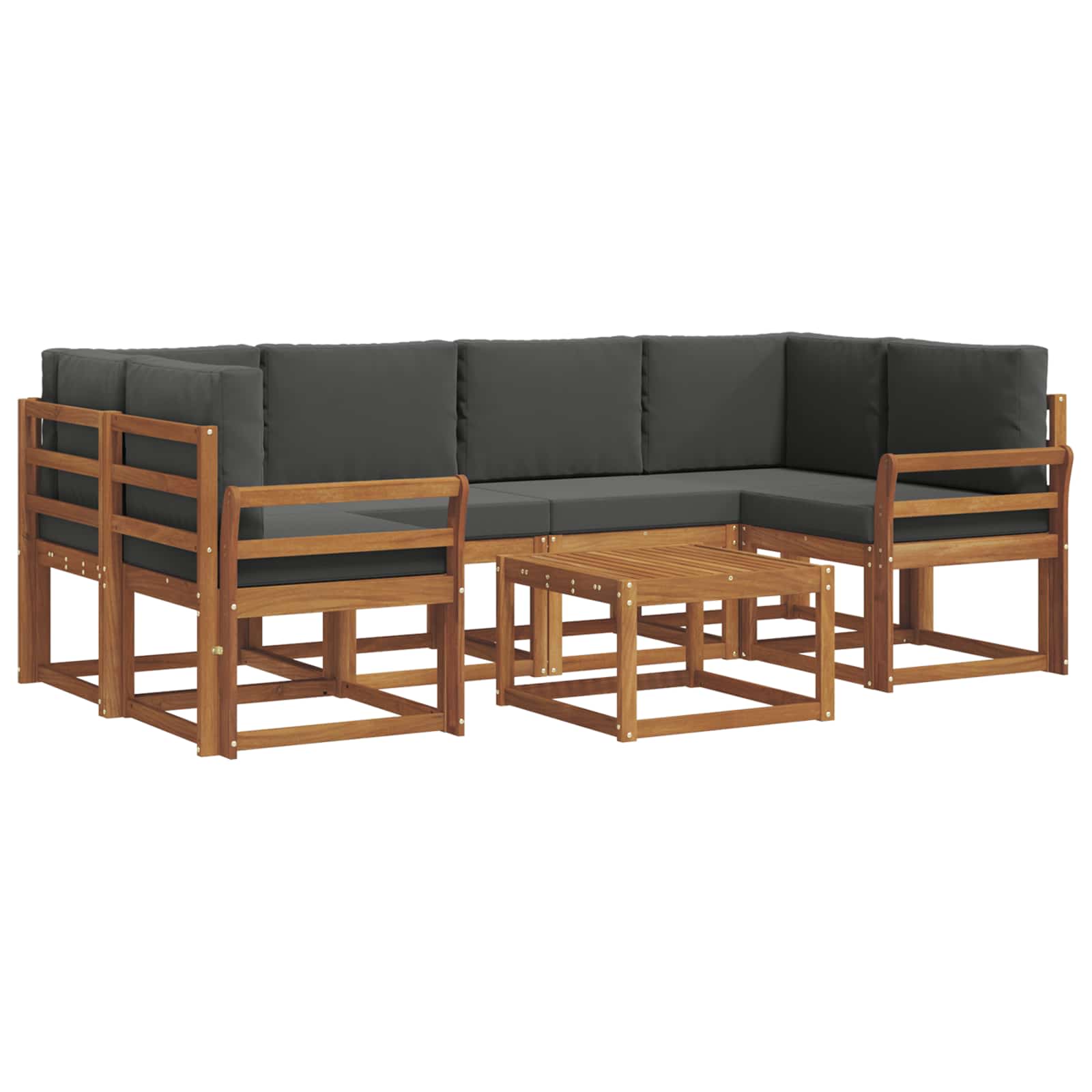 Outdoor Sofa Set with Cushion 7 pcs Natural and Anthracite