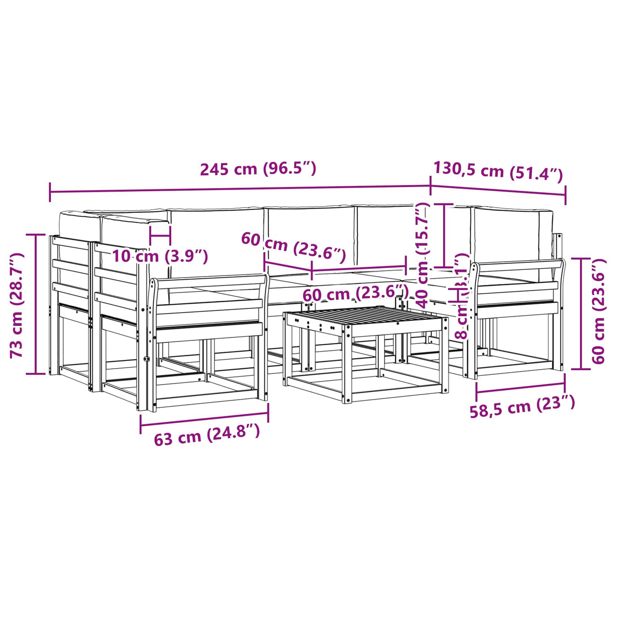 Outdoor Sofa Set with Cushion 7 pcs Natural and Anthracite