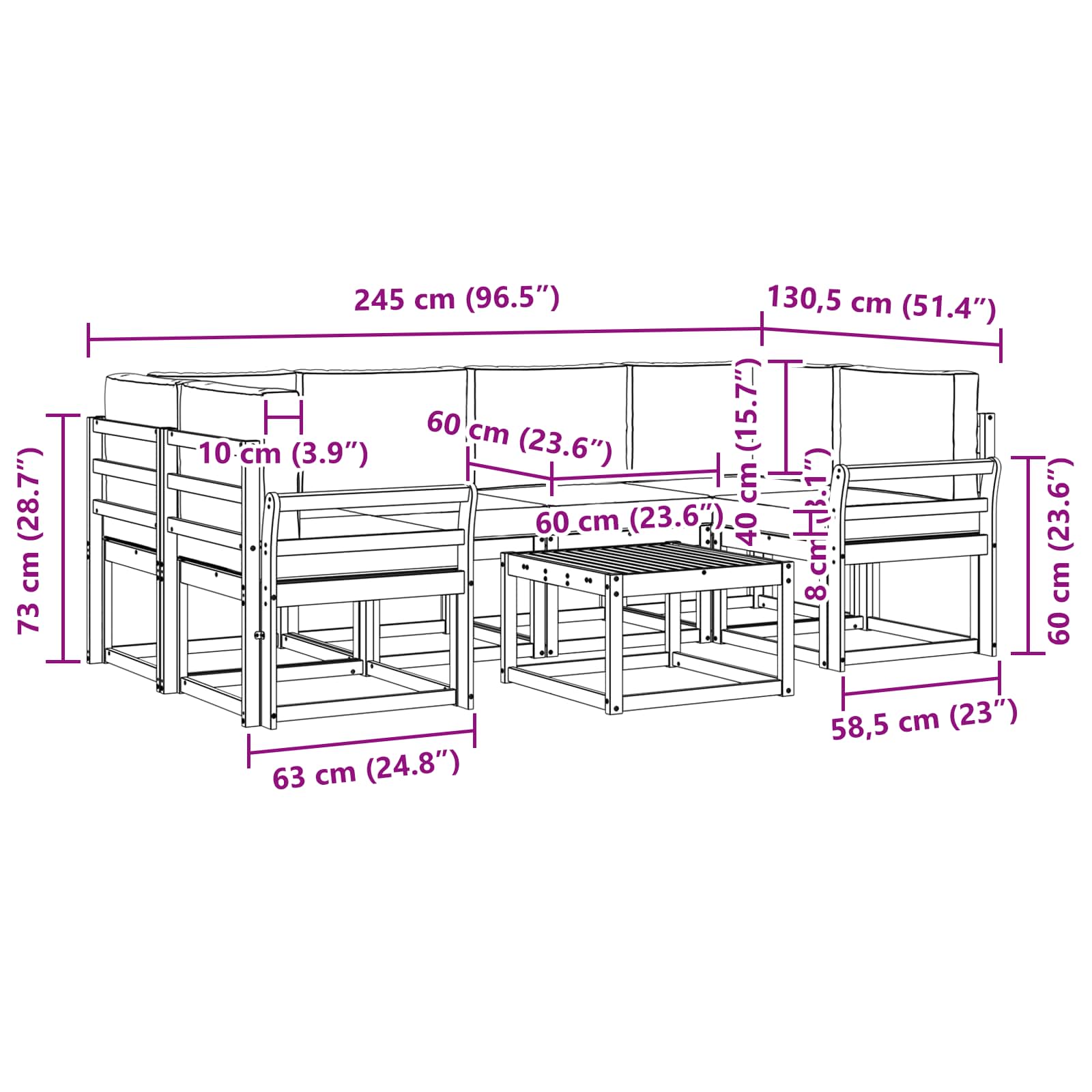 Outdoor Sofa Set with Cushion 7 pcs Natural and Anthracite