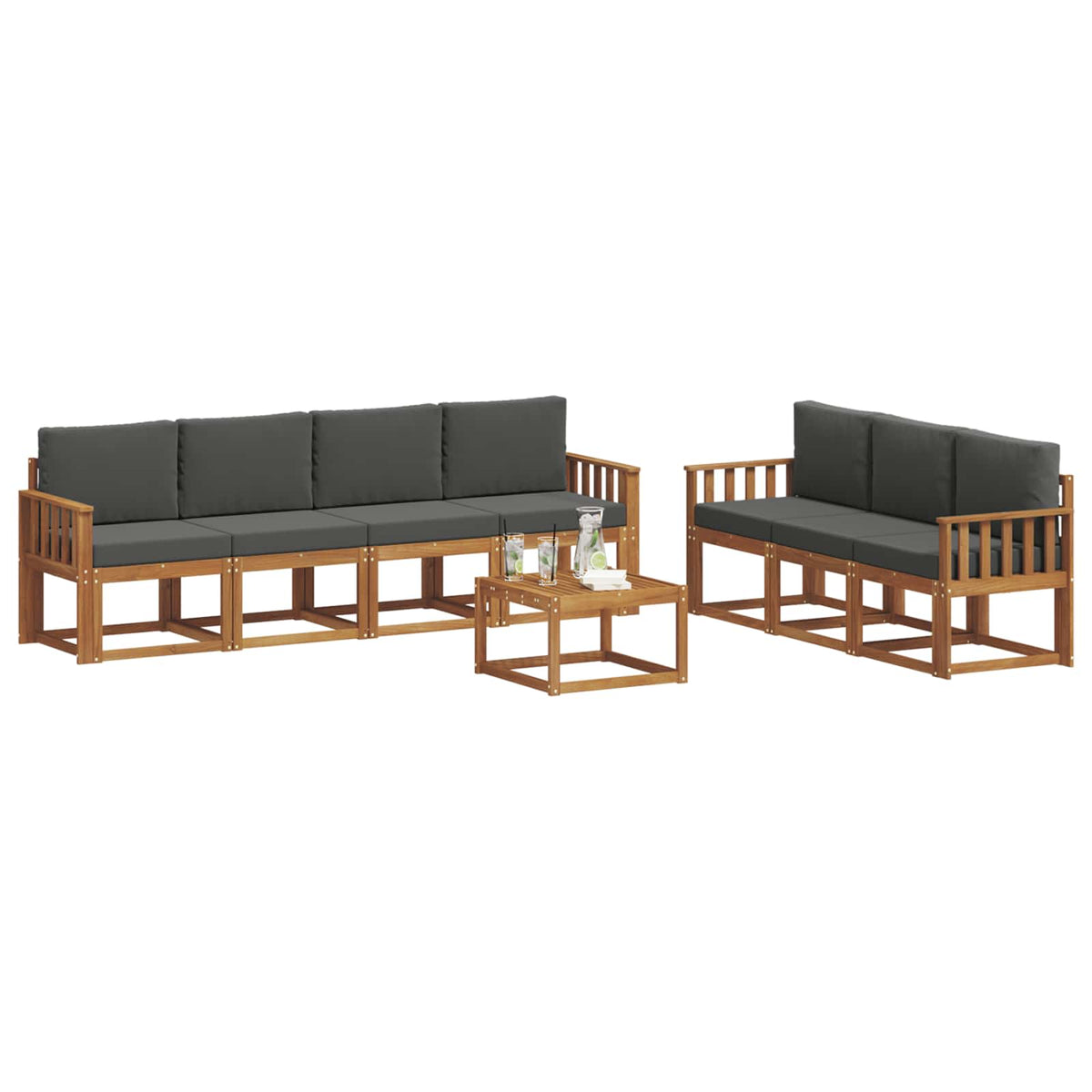 Outdoor Sofa Set with Cushion 8 pcs Natural and Anthracite