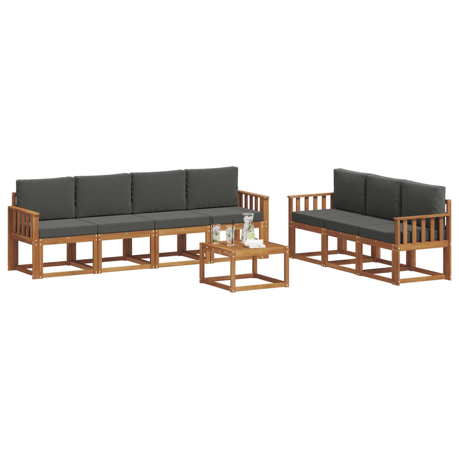 Outdoor Sofa Set with Cushion 8 pcs Natural and Anthracite