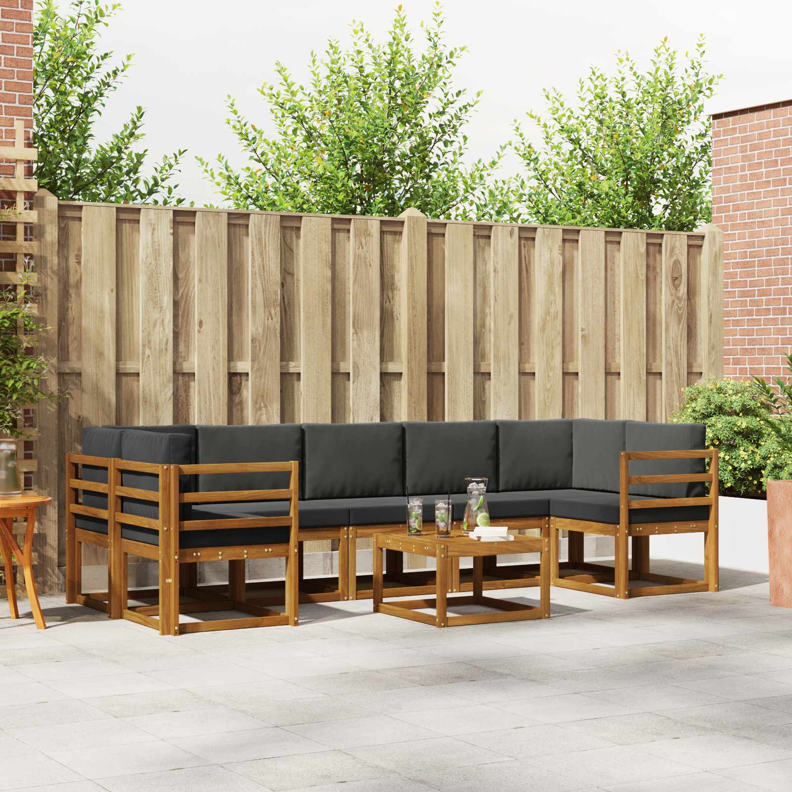 Outdoor Sofa Set with Cushion 8 pcs Natural and Anthracite