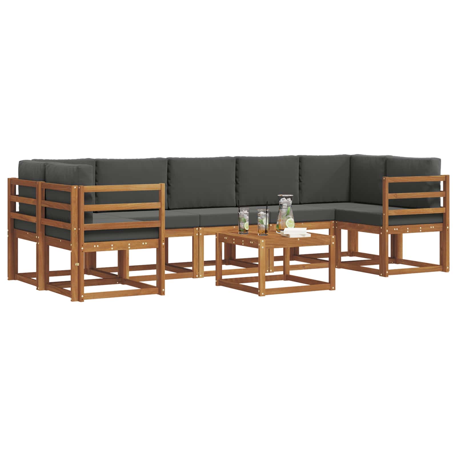 Outdoor Sofa Set with Cushion 8 pcs Natural and Anthracite