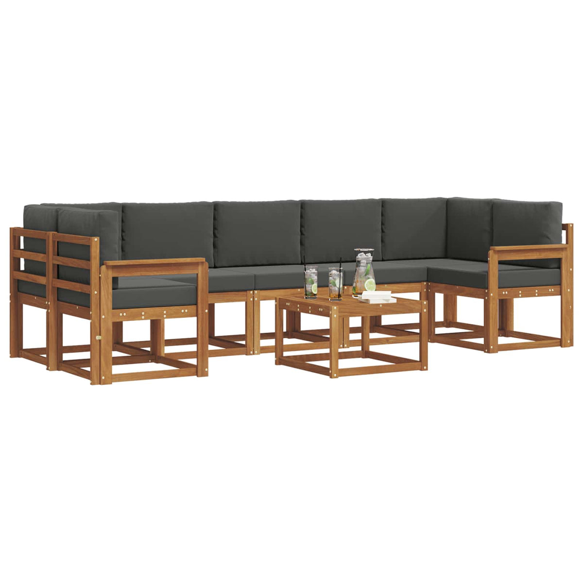 Outdoor Sofa Set with Cushion 8 pcs Natural and Anthracite