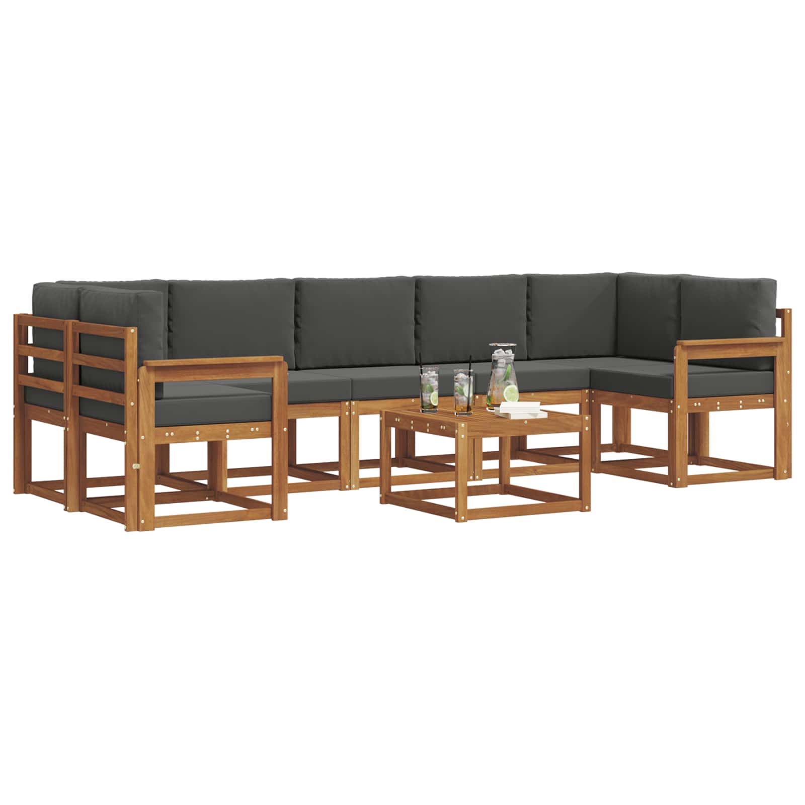 Outdoor Sofa Set with Cushion 8 pcs Natural and Anthracite