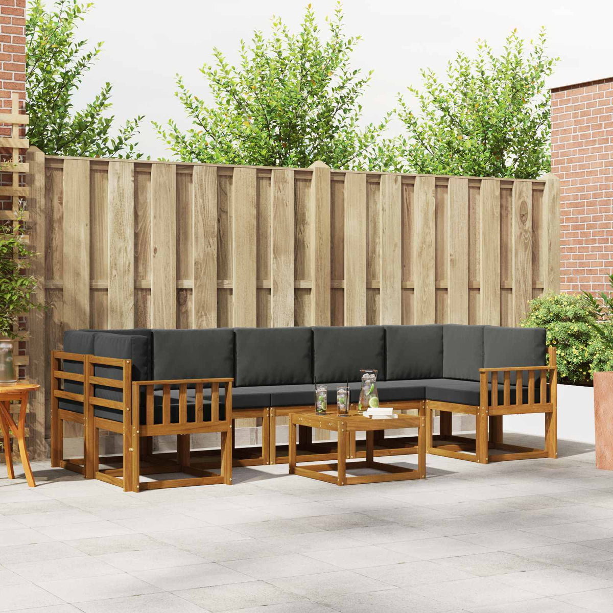 Outdoor Sofa Set with Cushion 8 pcs Natural and Anthracite