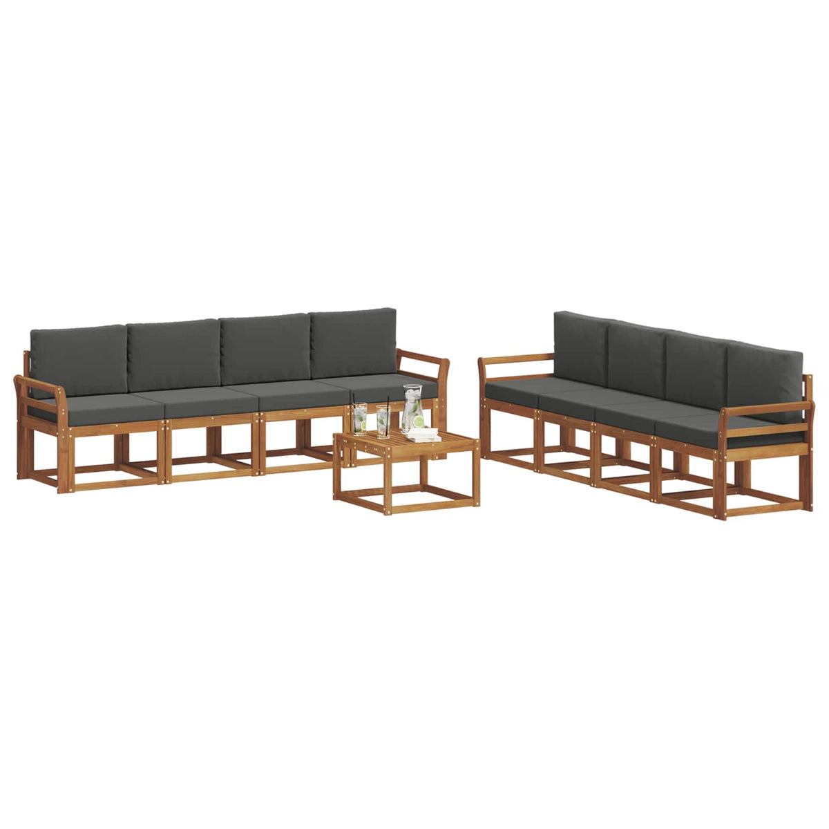 Outdoor Sofa Set with Cushion 9 pcs Natural and Anthracite