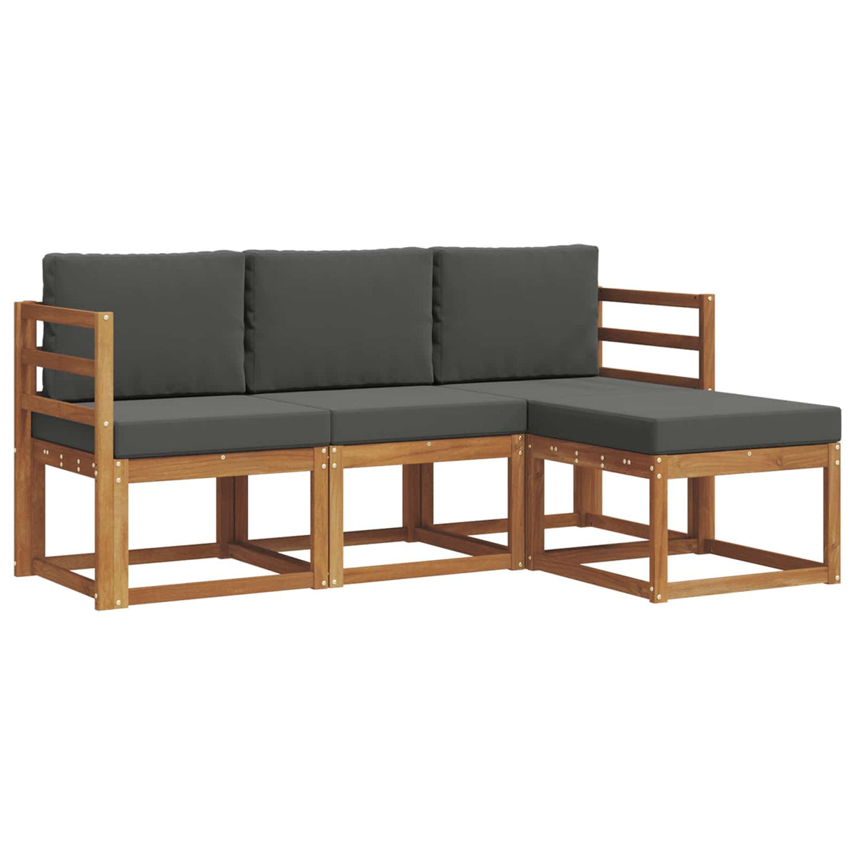 Outdoor Sofa Set with Cushion 4 pcs Natural and Anthracite
