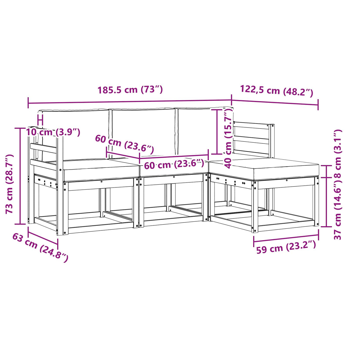 Outdoor Sofa Set with Cushion 4 pcs Natural and Anthracite