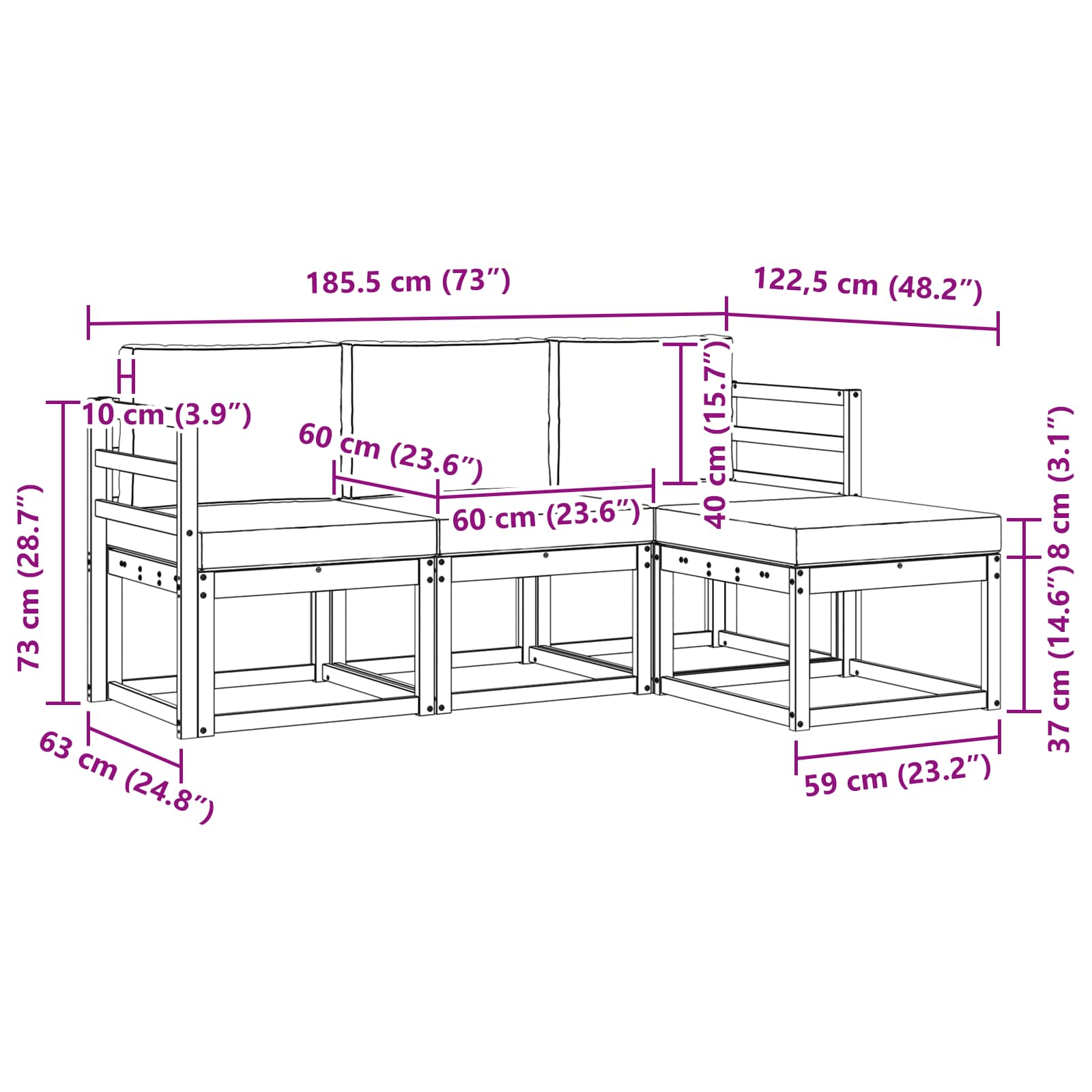 Outdoor Sofa Set with Cushion 4 pcs Natural and Anthracite