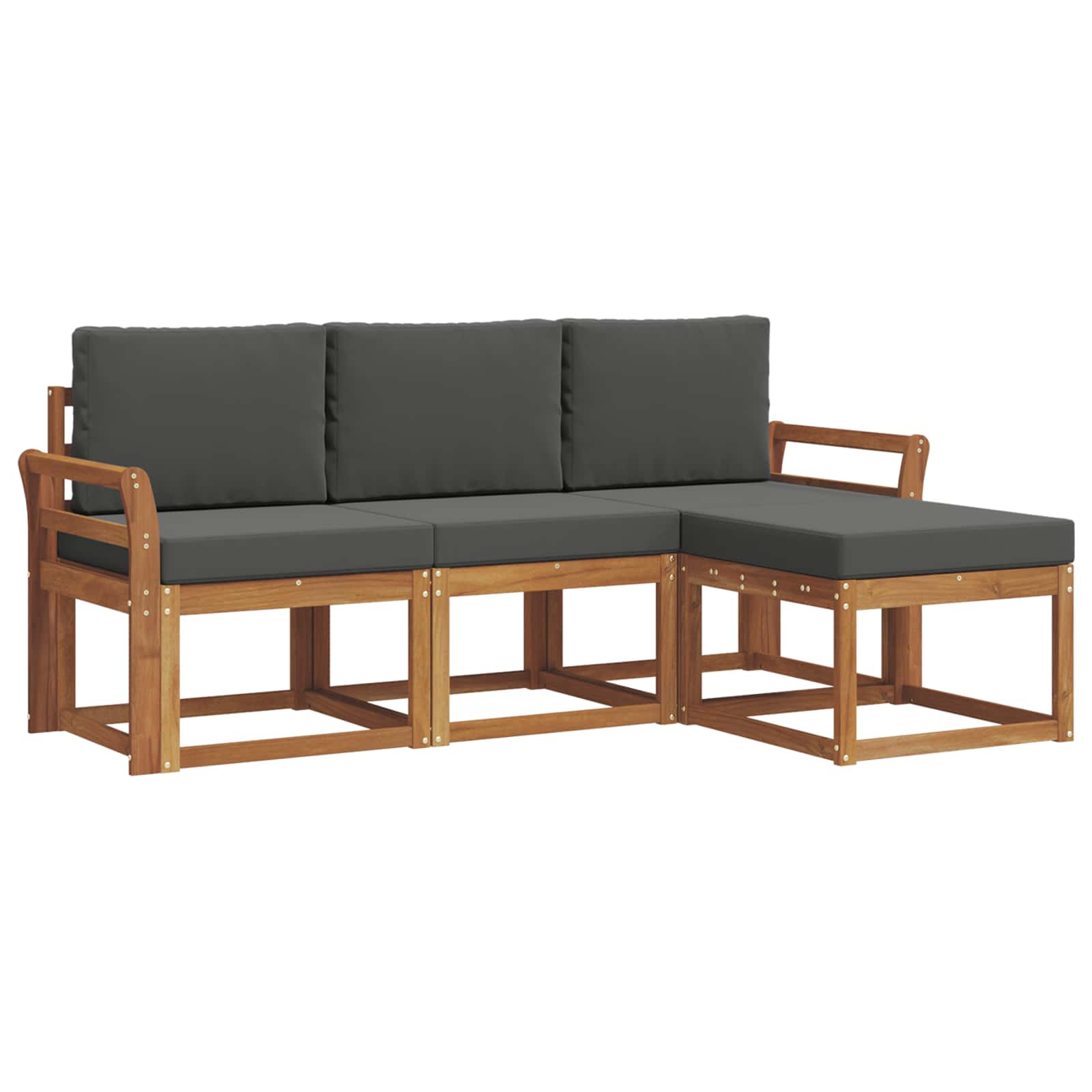 Outdoor Sofa Set with Cushion 4 pcs Natural and Anthracite
