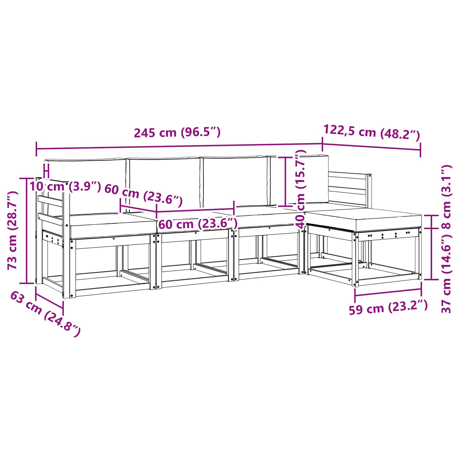Outdoor Sofa Set 5 pcs Natural and Anthracite Solid Acacia Wood