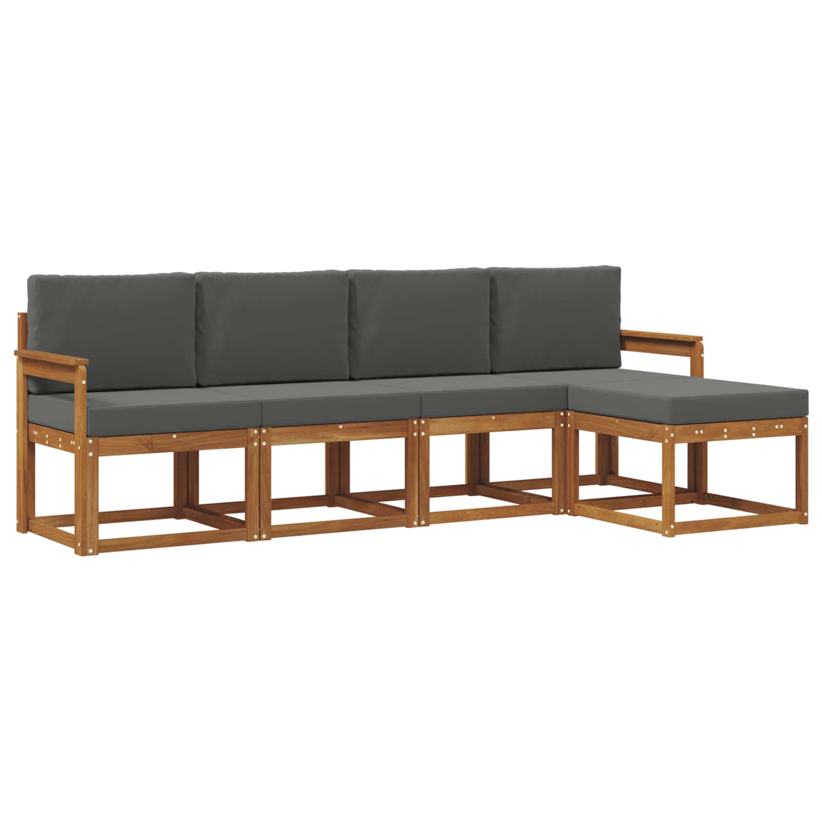 Outdoor Sofa Set 5 pcs Natural and Anthracite Solid Acacia Wood