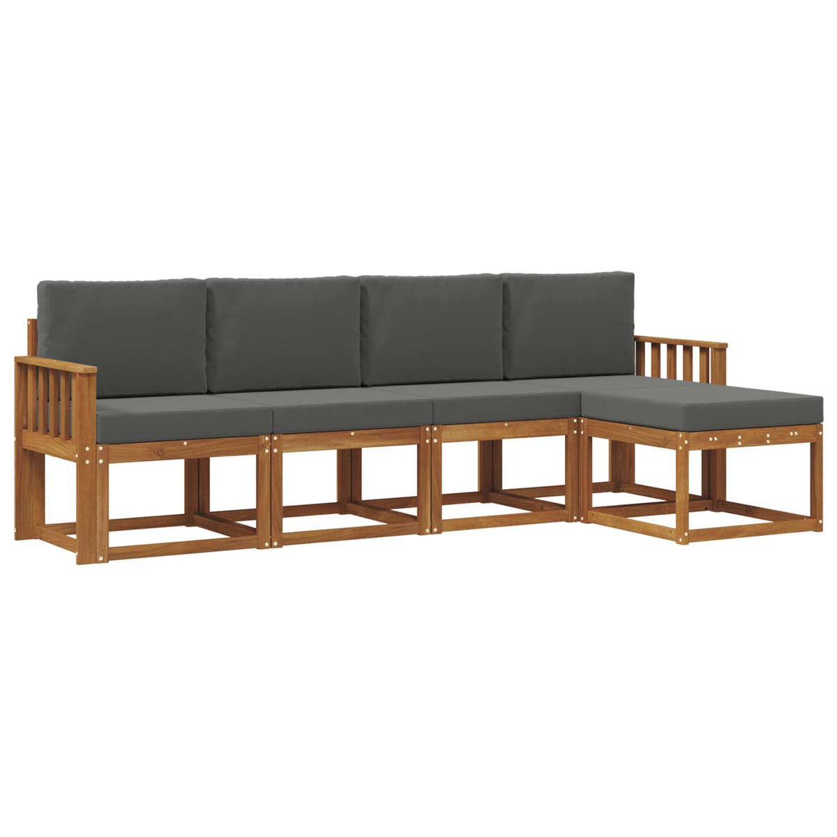 Outdoor Sofa Set 5 pcs Natural and Anthracite Solid Acacia Wood