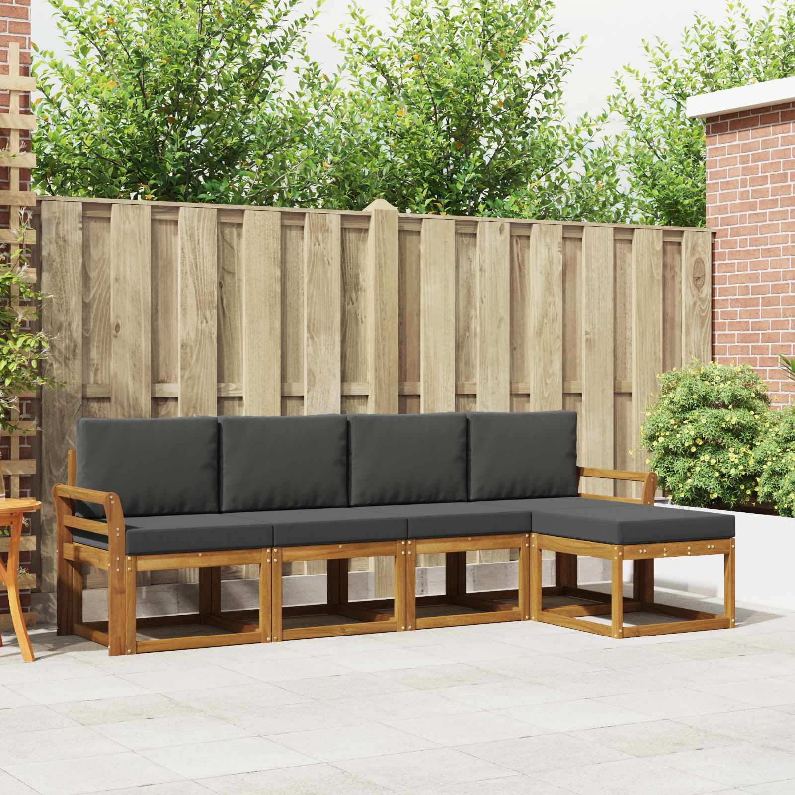 Outdoor Sofa Set 5 pcs Natural and Anthracite Solid Acacia Wood