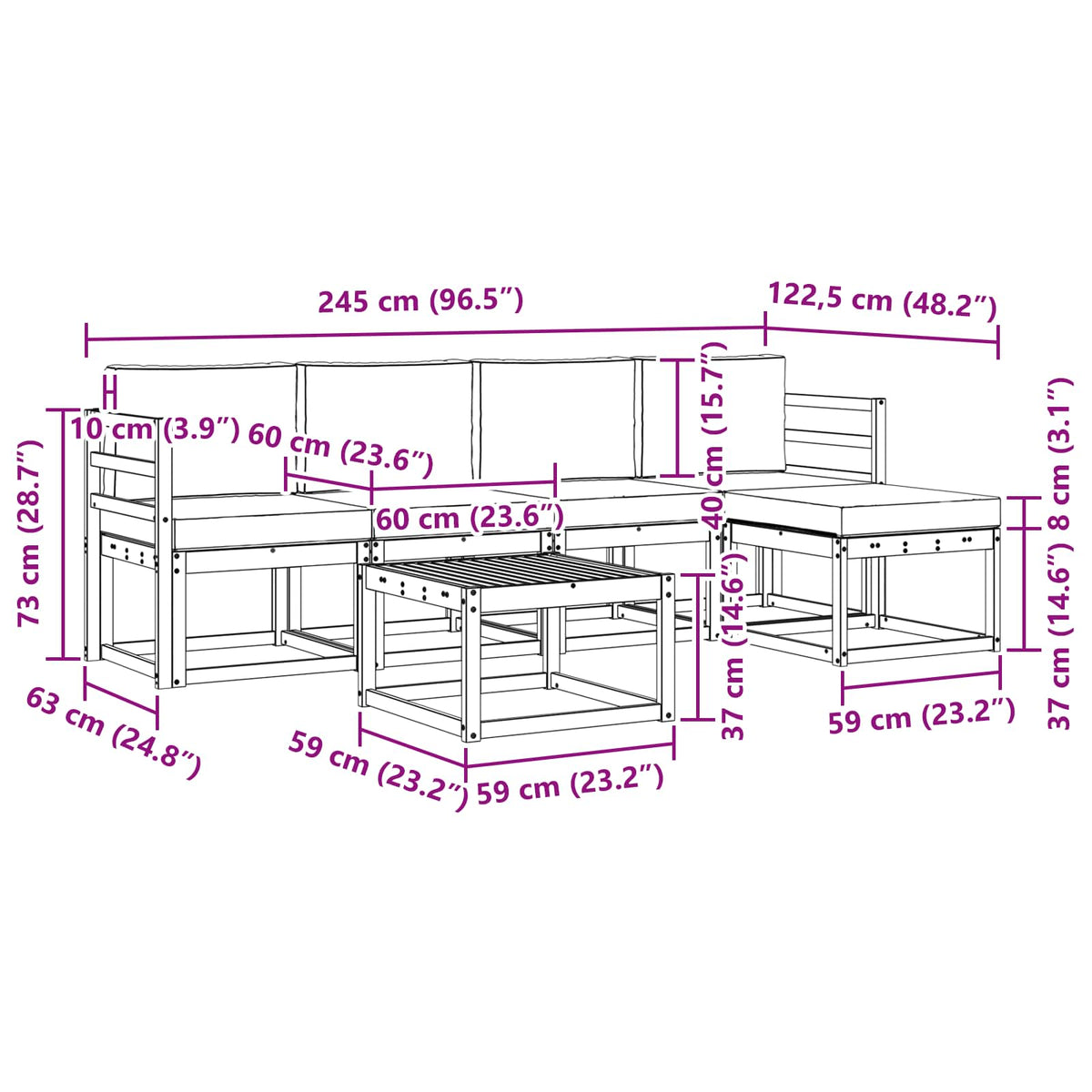 Outdoor Sofa Set with Cushion 6 pcs Natural and Anthracite