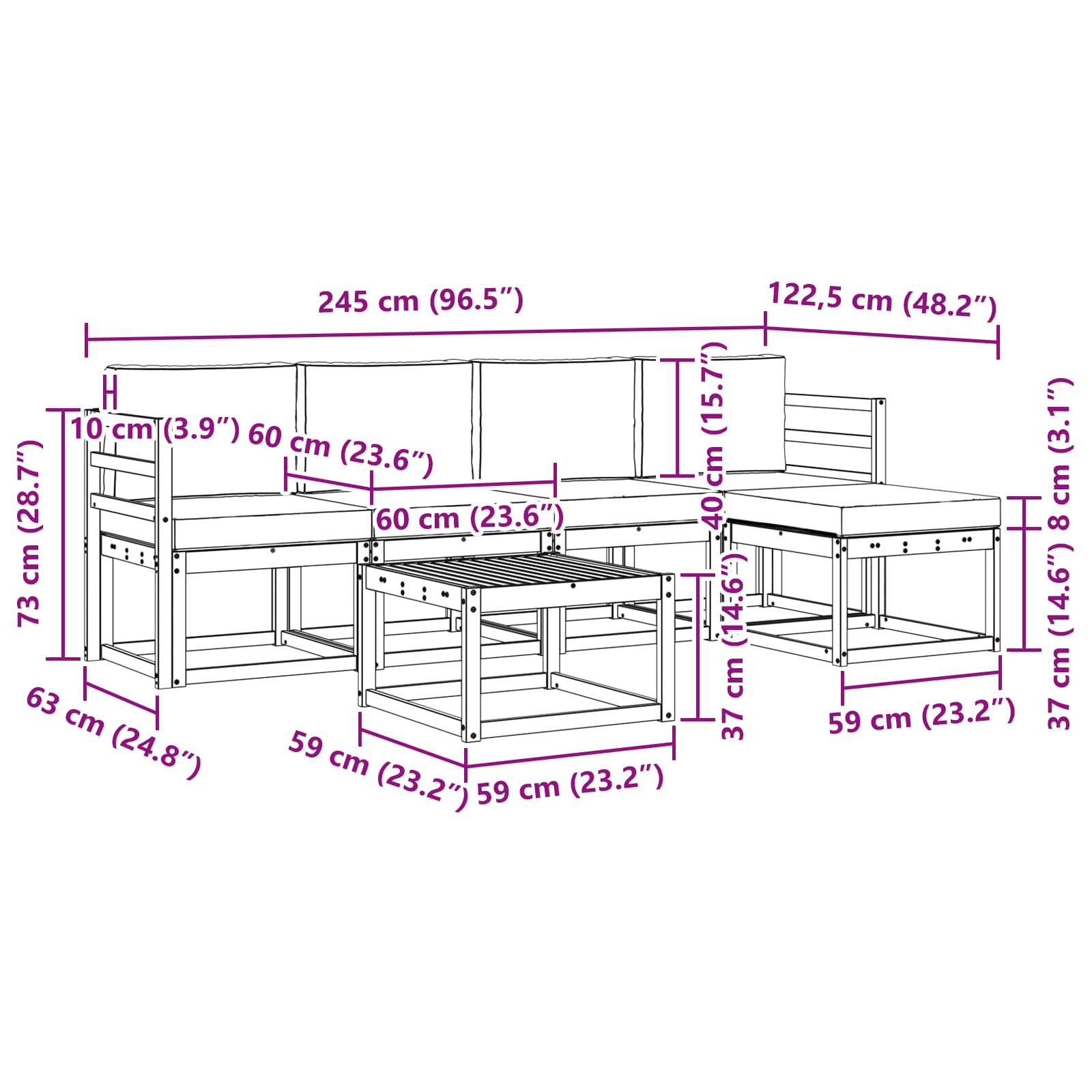 Outdoor Sofa Set with Cushion 6 pcs Natural and Anthracite