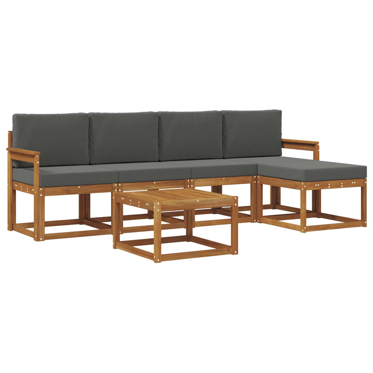 Outdoor Sofa Set with Cushion 6 pcs Natural and Anthracite