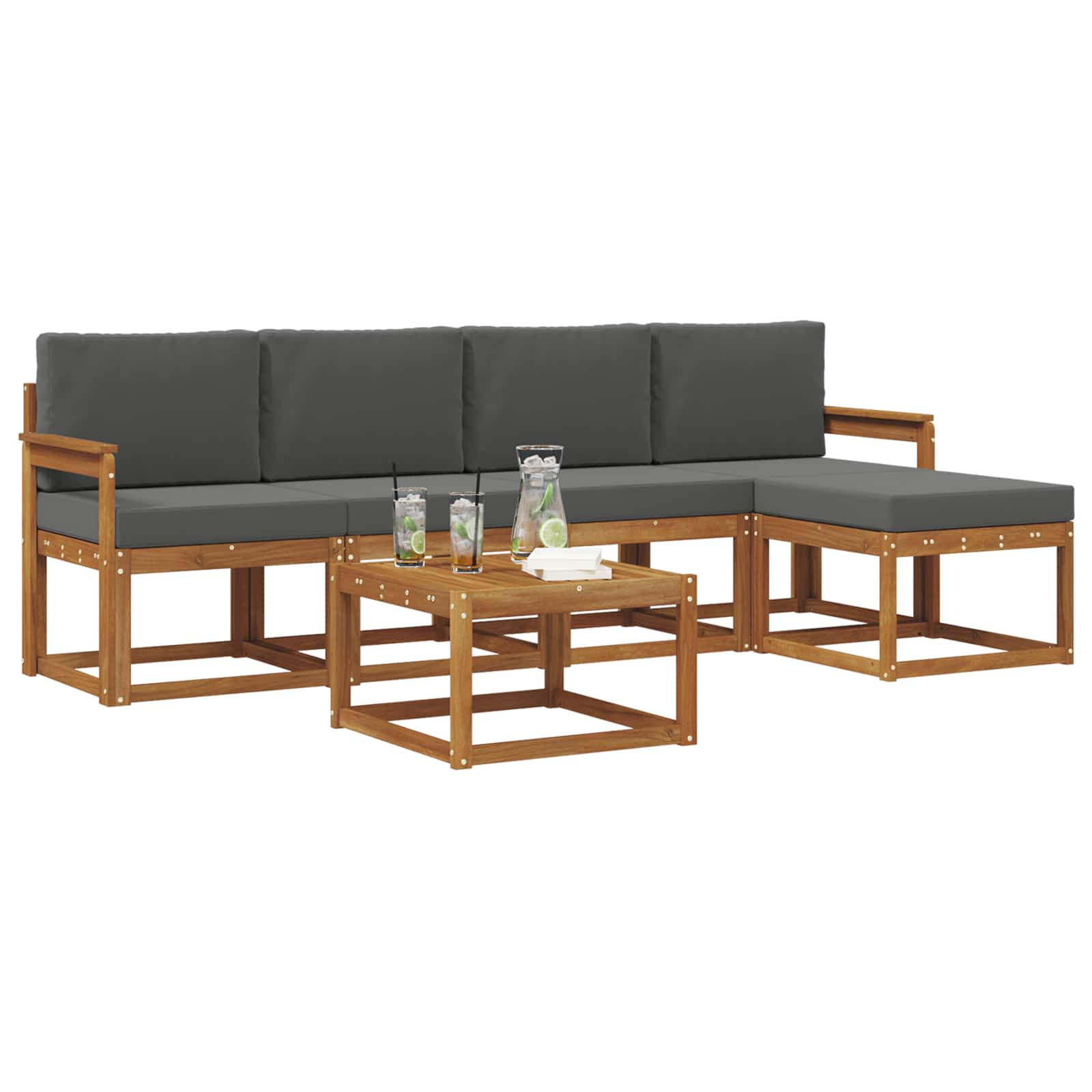 Outdoor Sofa Set with Cushion 6 pcs Natural and Anthracite