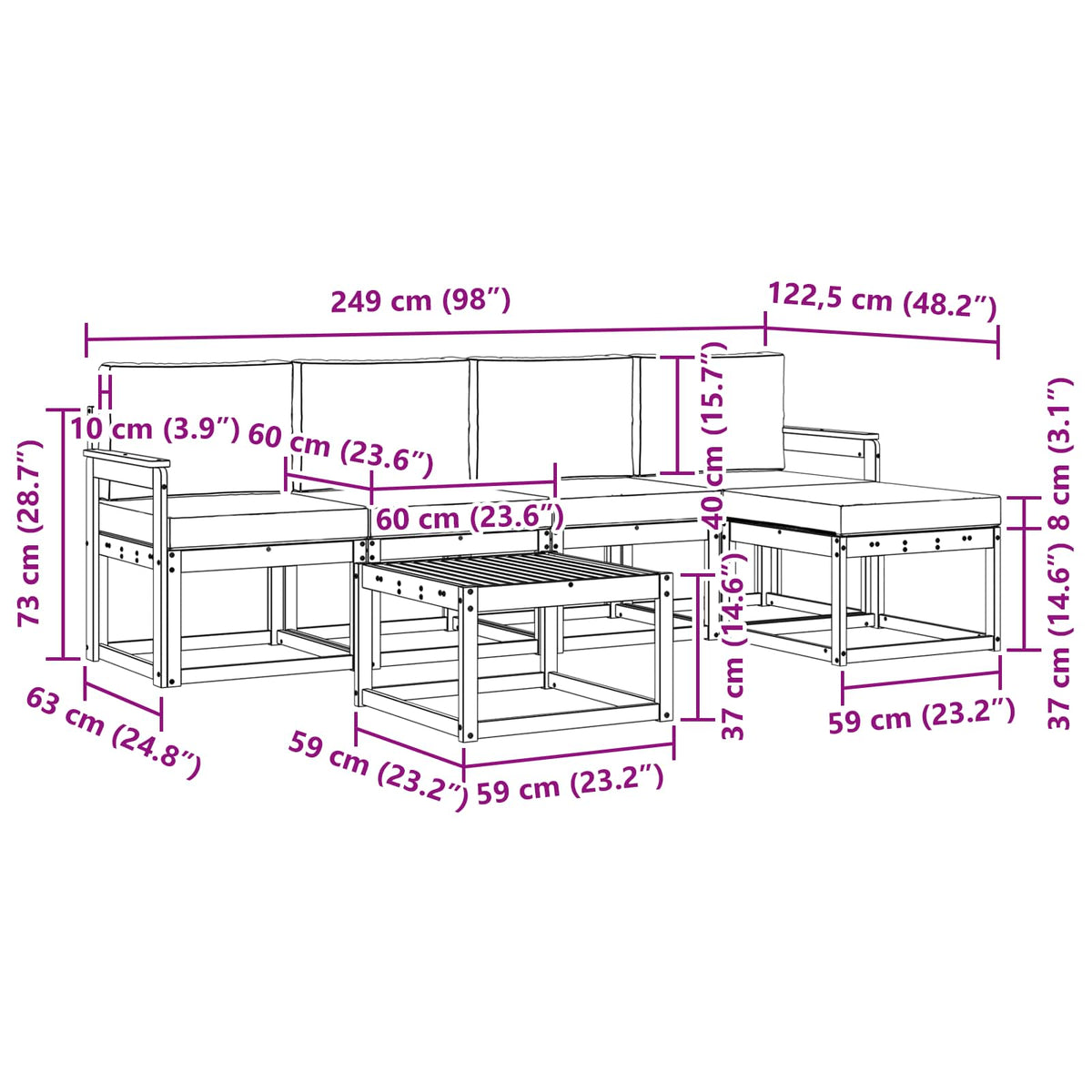 Outdoor Sofa Set with Cushion 6 pcs Natural and Anthracite