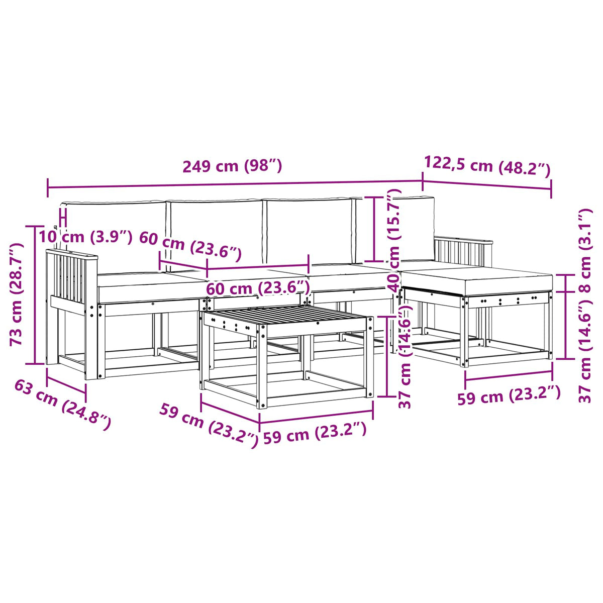 Outdoor Sofa Set with Cushion 6 pcs Natural and Anthracite