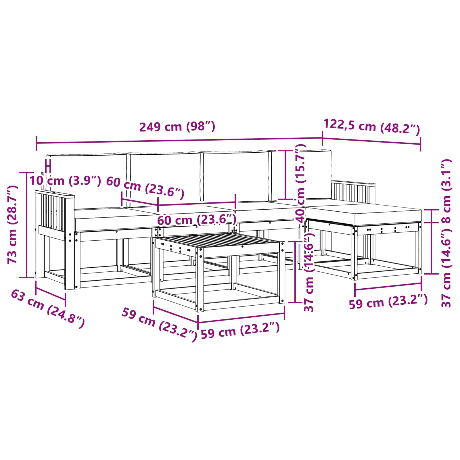 Outdoor Sofa Set with Cushion 6 pcs Natural and Anthracite