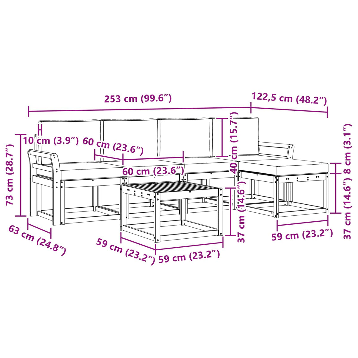 Outdoor Sofa Set with Cushion 6 pcs Natural and Anthracite
