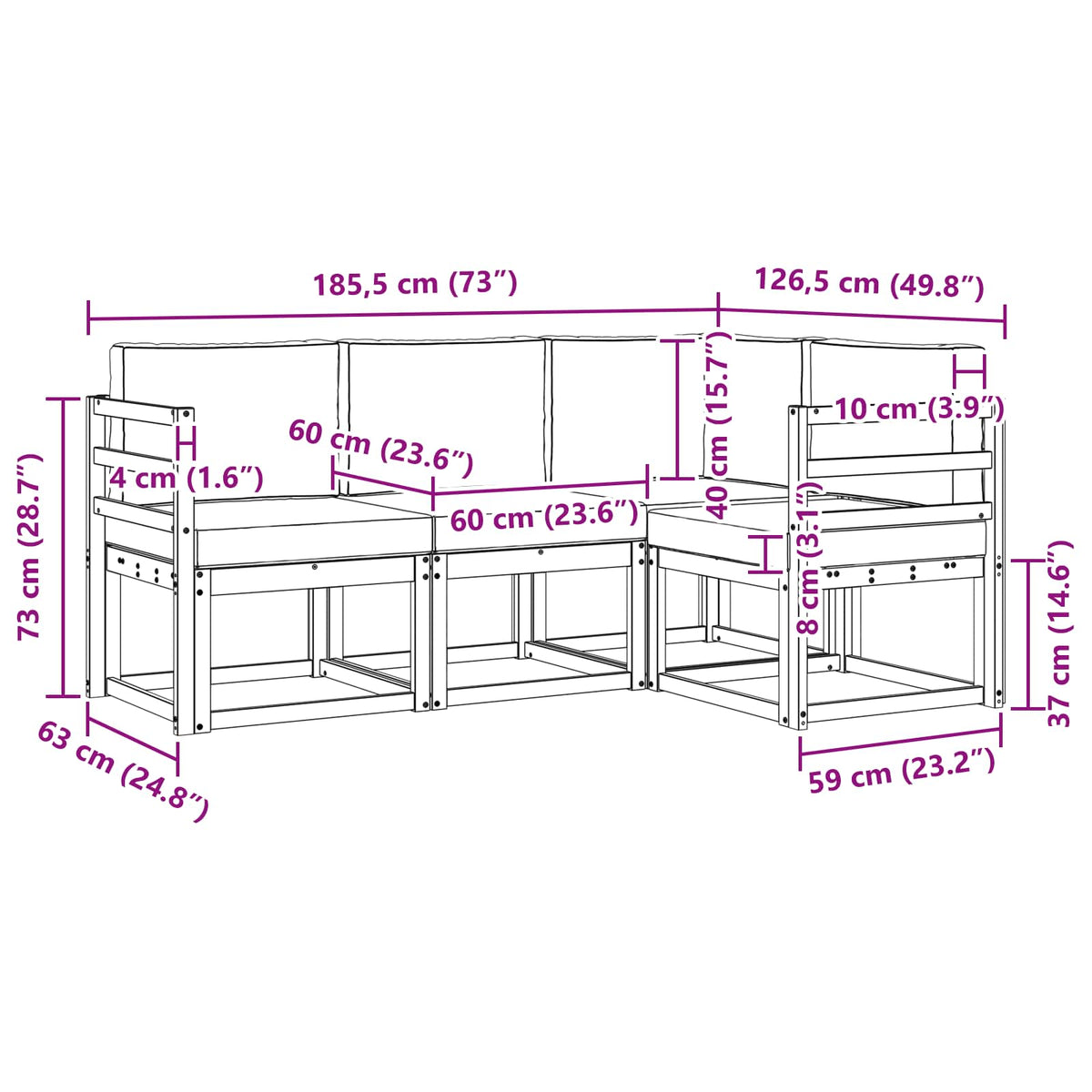 Outdoor Sofa Set with Cushion 4 pcs Natural and Anthracite