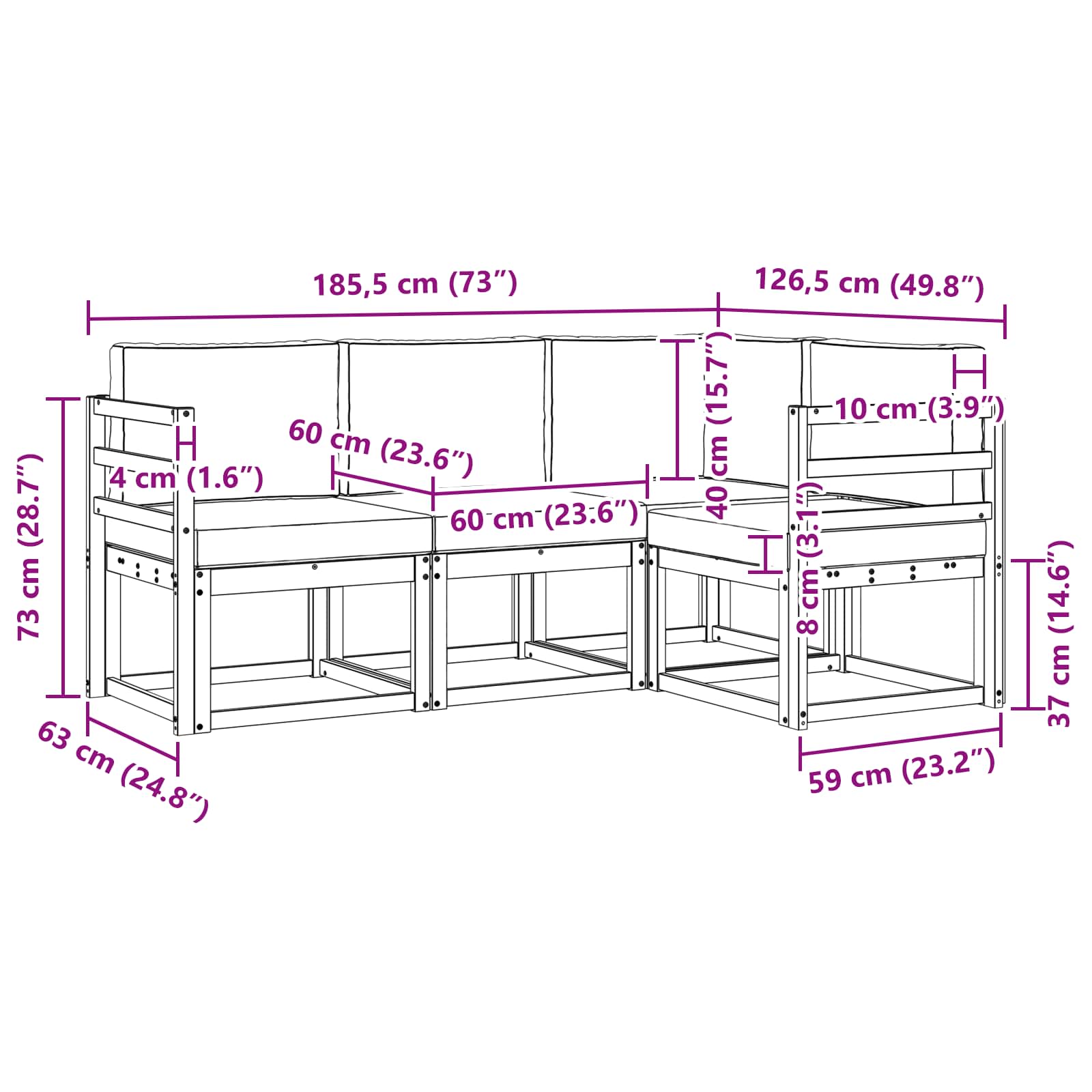 Outdoor Sofa Set with Cushion 4 pcs Natural and Anthracite