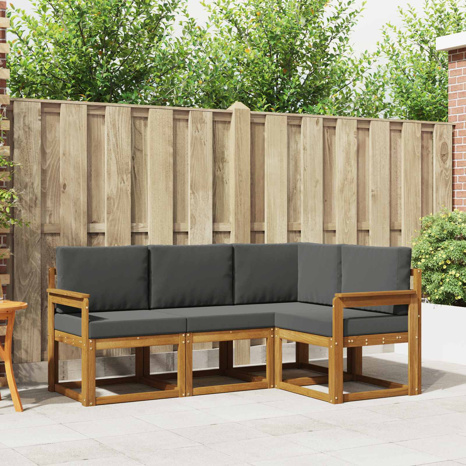 Outdoor Sofa Set with Cushion 4 pcs Natural and Anthracite
