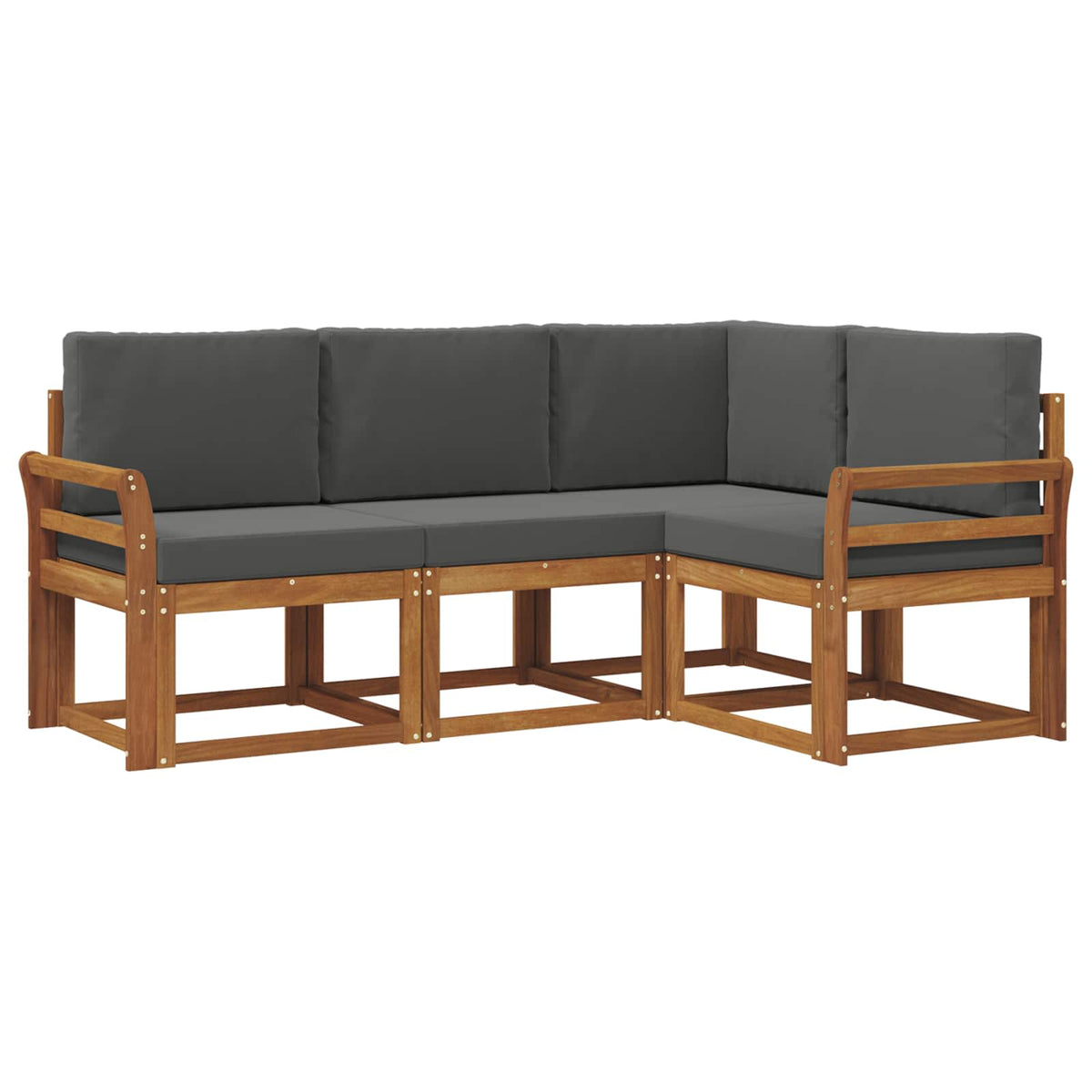 Outdoor Sofa Set with Cushion 4 pcs Natural and Anthracite