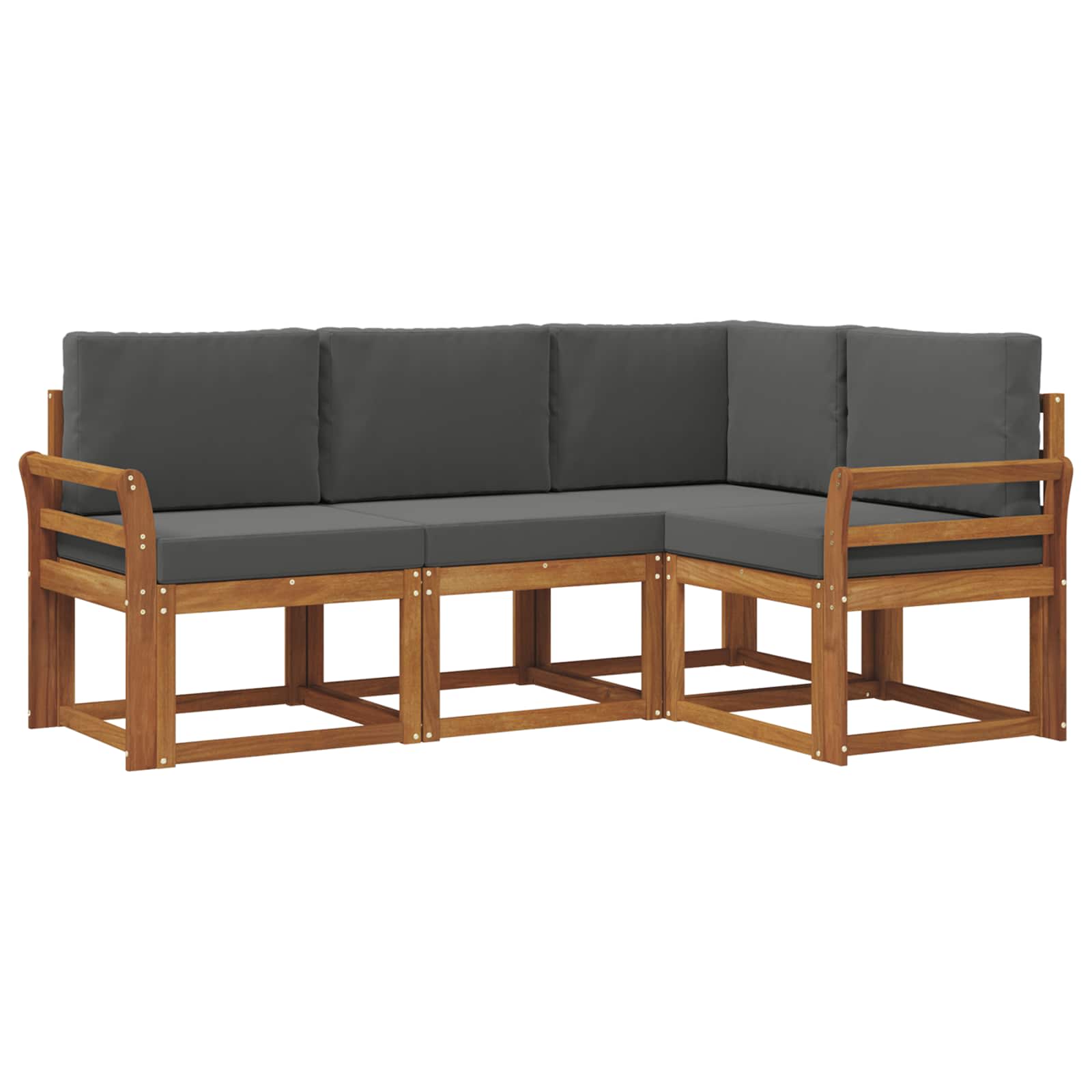 Outdoor Sofa Set with Cushion 4 pcs Natural and Anthracite