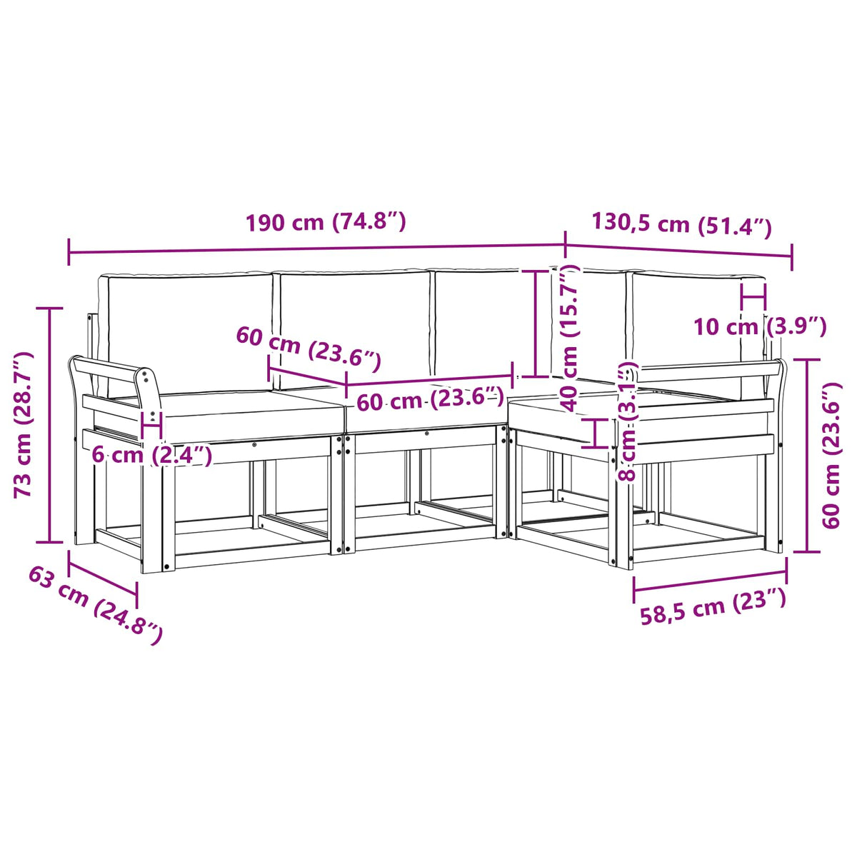 Outdoor Sofa Set with Cushion 4 pcs Natural and Anthracite