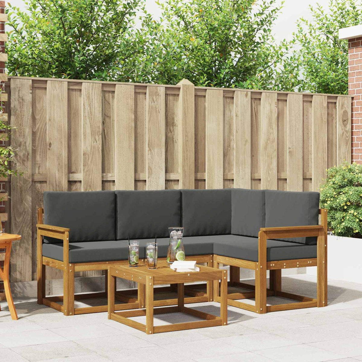 Outdoor Sofa Set 5 pcs Natural and Anthracite