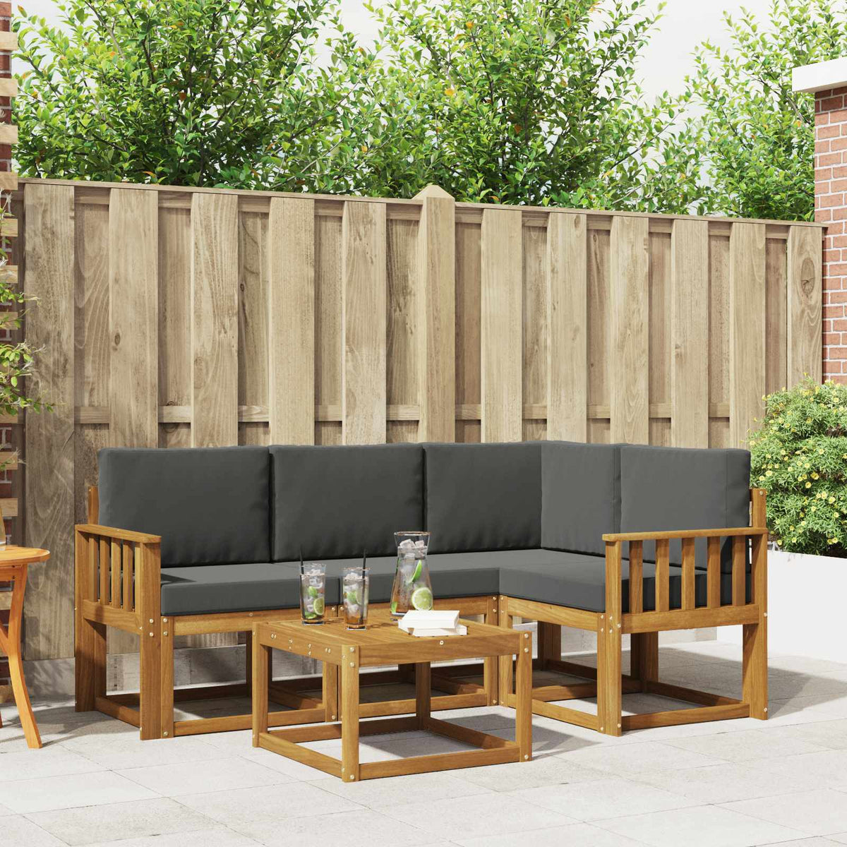 Outdoor Sofa Set 5 pcs Natural and Anthracite
