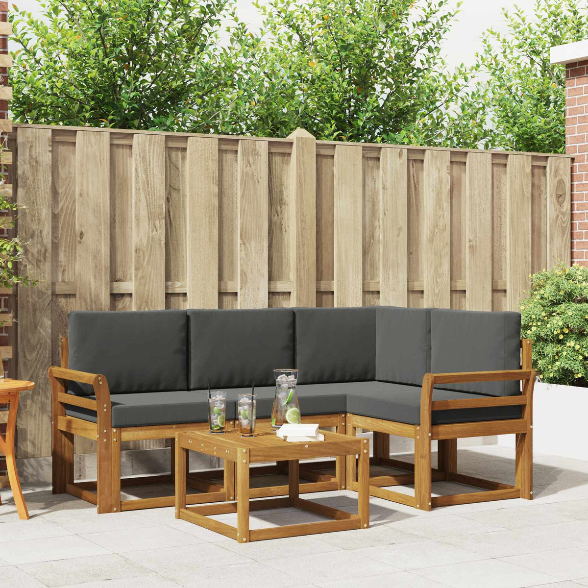 Outdoor Sofa Set 5 pcs Natural and Anthracite