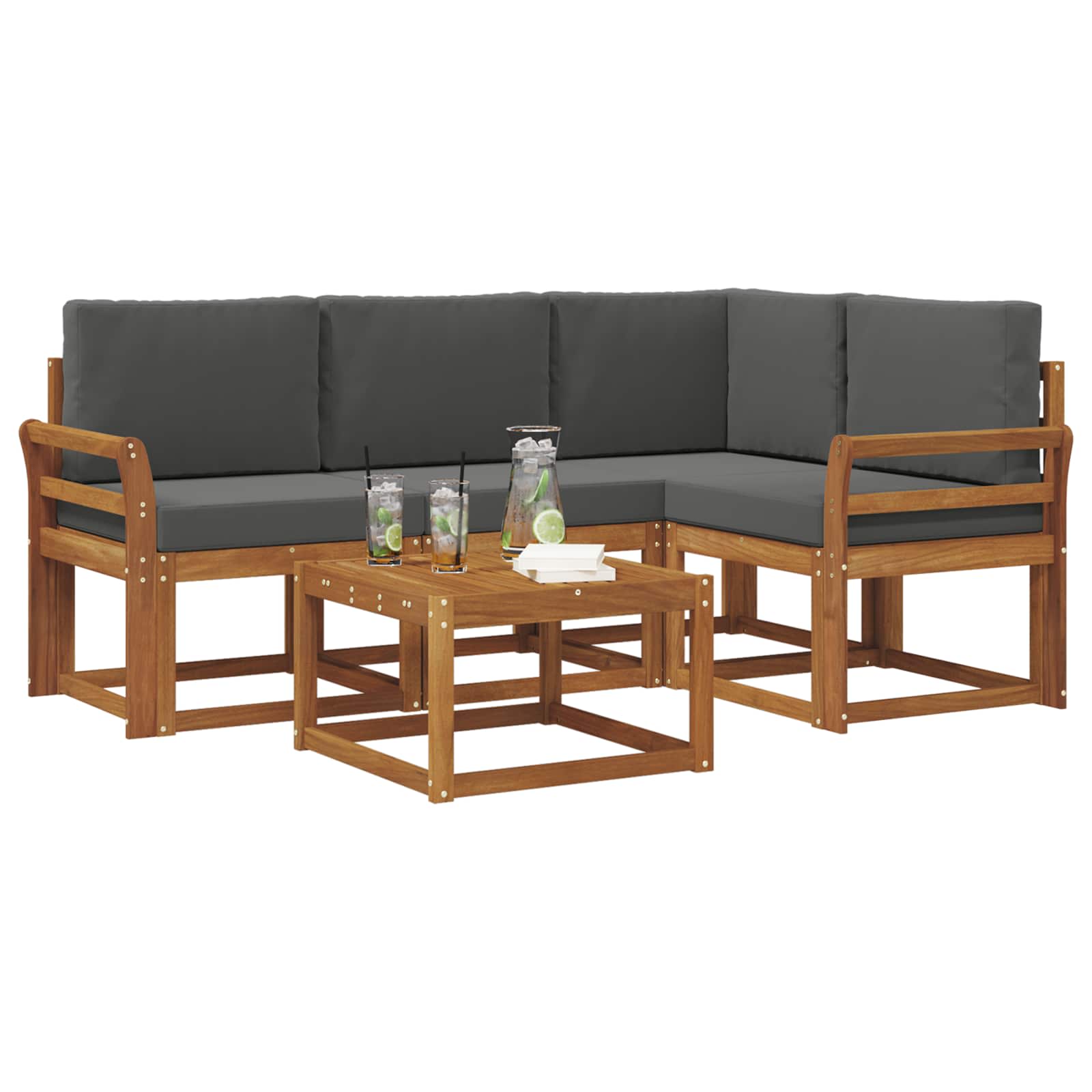 Outdoor Sofa Set 5 pcs Natural and Anthracite