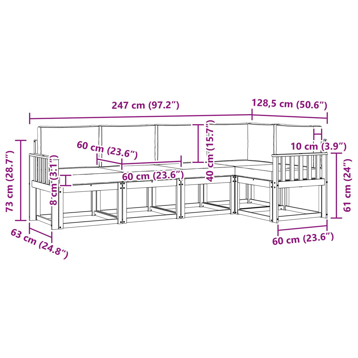 Outdoor Sofa Set with Cushion 5 pcs Natural and Anthracite