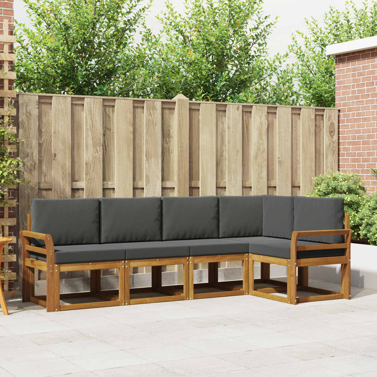 Outdoor Sofa Set with Cushion 5 pcs Natural and Anthracite