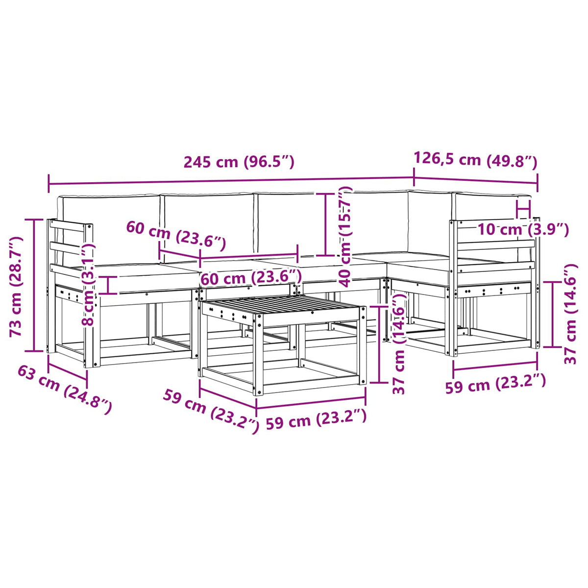 Outdoor Sofa Set with Cushion 6 pcs Natural and Anthracite