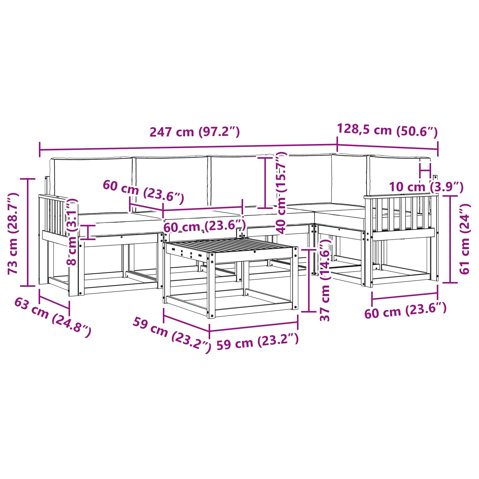 Outdoor Sofa Set with Cushion 6 pcs Natural and Anthracite