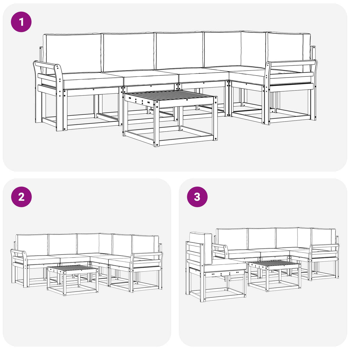 Outdoor Sofa Set with Cushion 6 pcs Natural and Anthracite