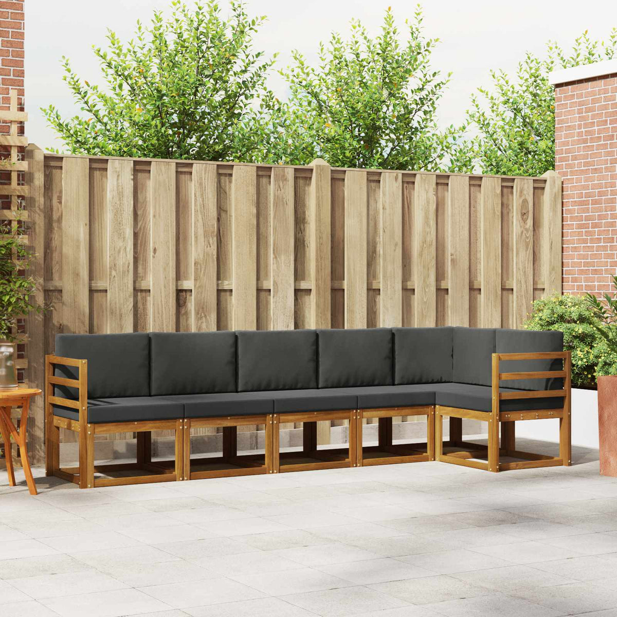 Outdoor Sofa Set 6 pcs Natural and Anthracite