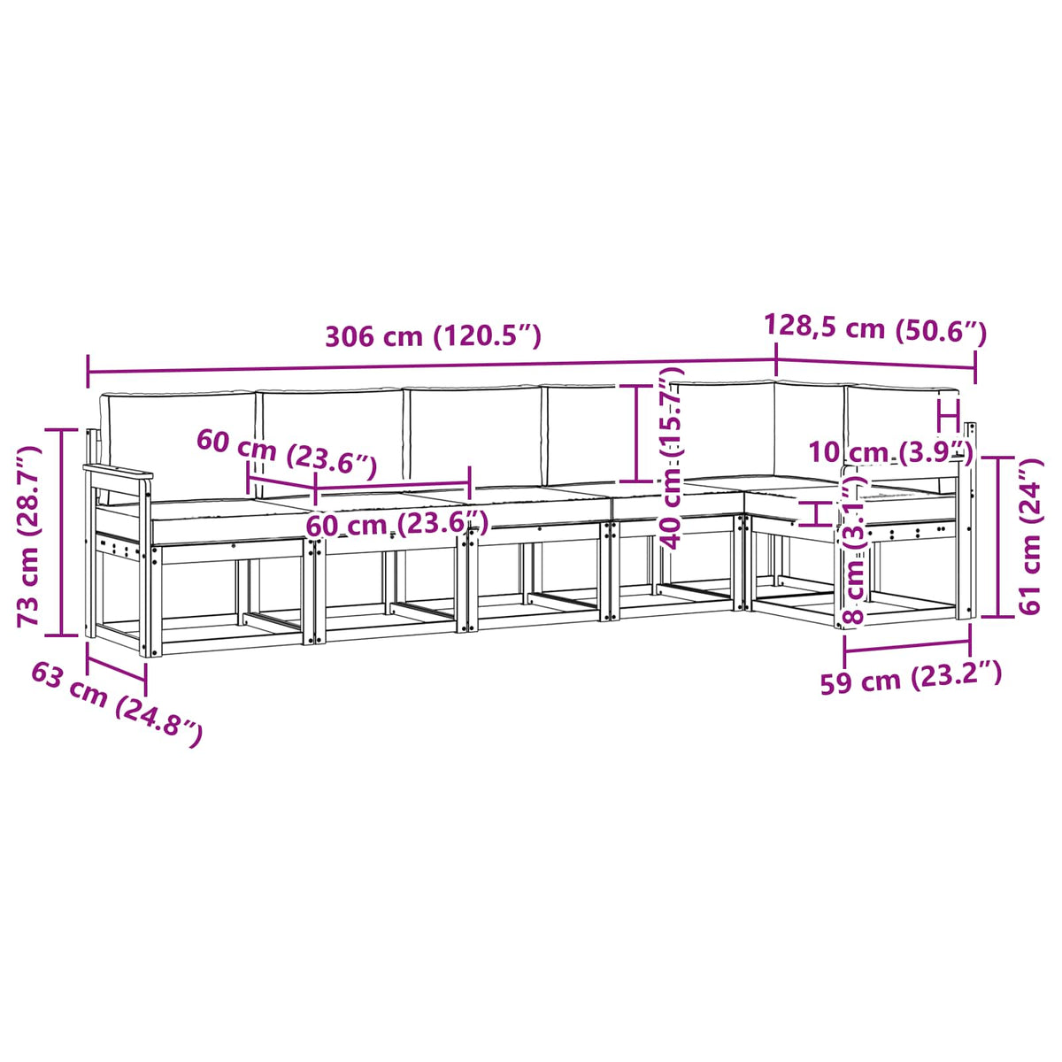 Outdoor Sofa Set 6 pcs Natural and Anthracite